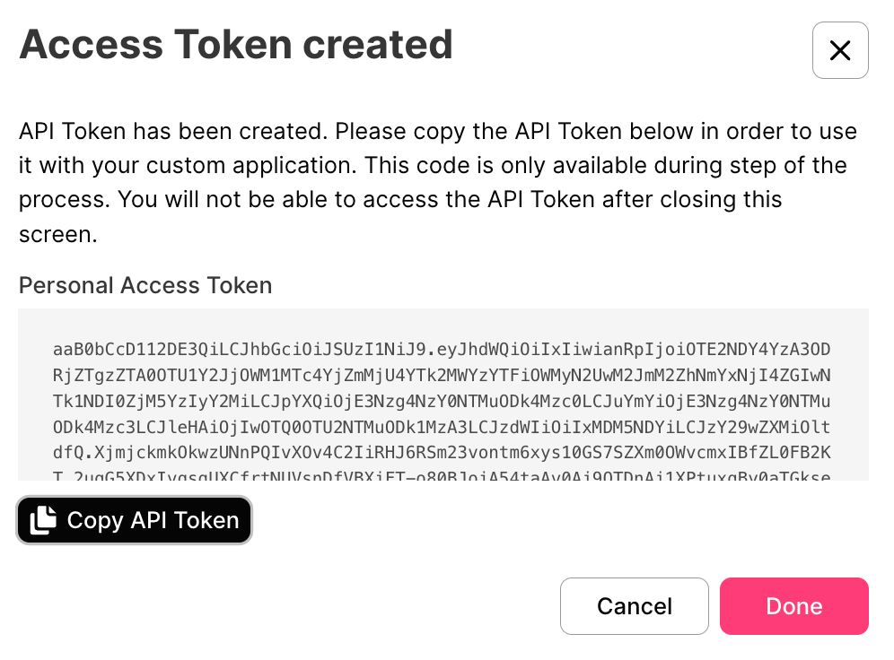 Sendlane Access Token.png